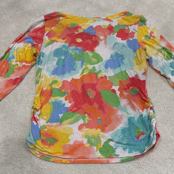 Ruby Rd. Colorful Floral Long Sleeve Top🍓🍋🫐🍊🥝🍑 - Picture 10 of 14